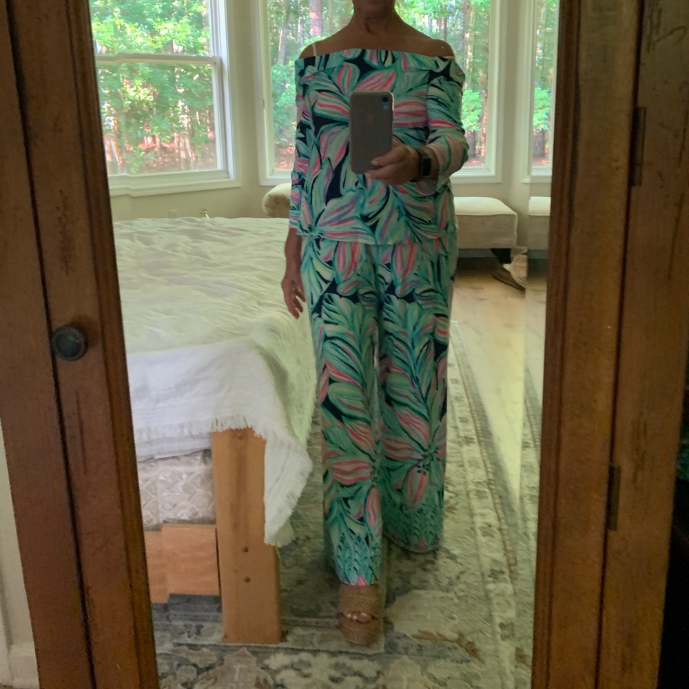 Colorful Leaf Print Top and pant Set by Lilly Pulitzer